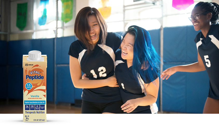 Teens aged 14+ with challenging GI symptoms get balanced nutrition in Vital Peptide drinks